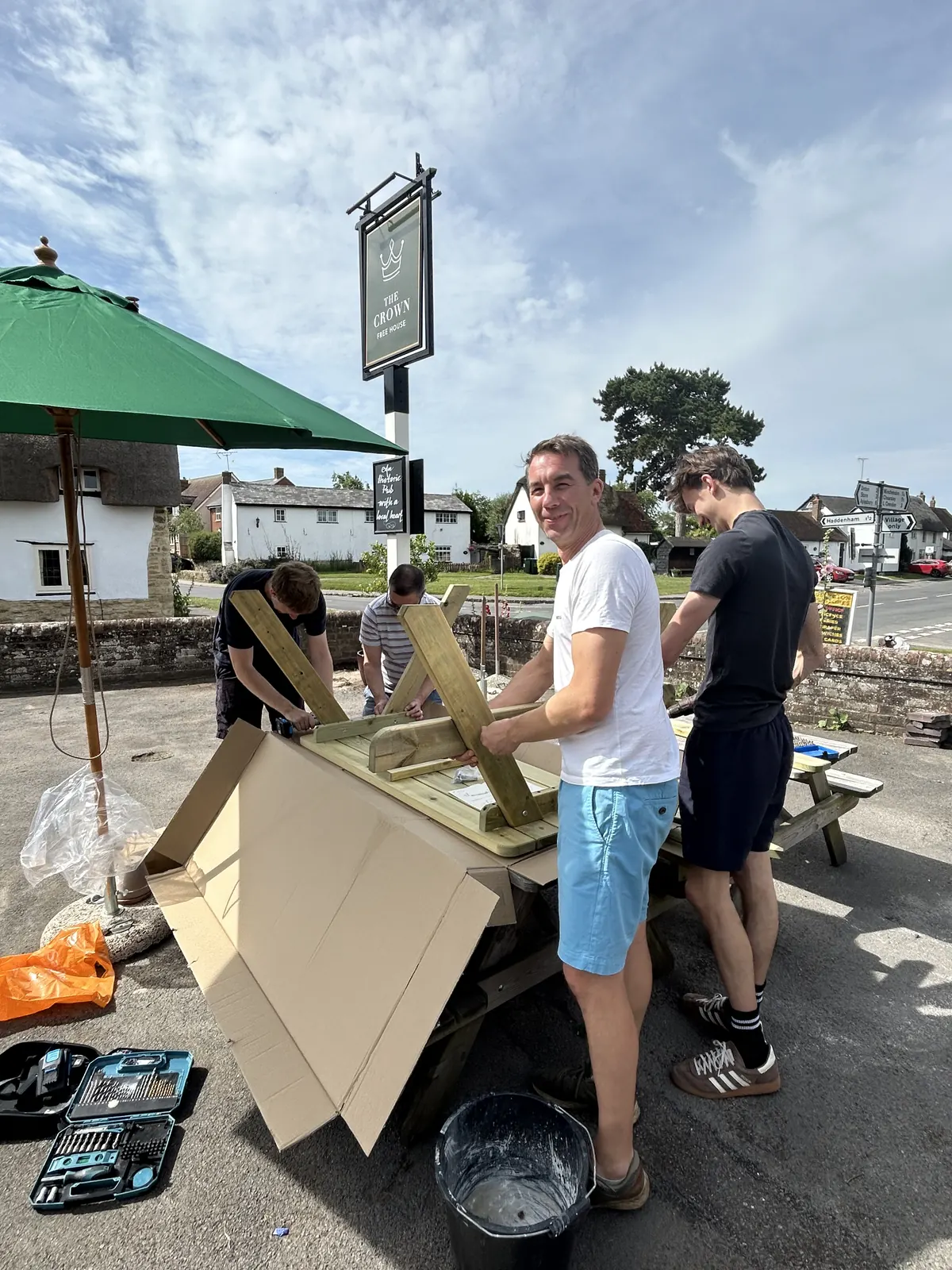 Building the benches out front