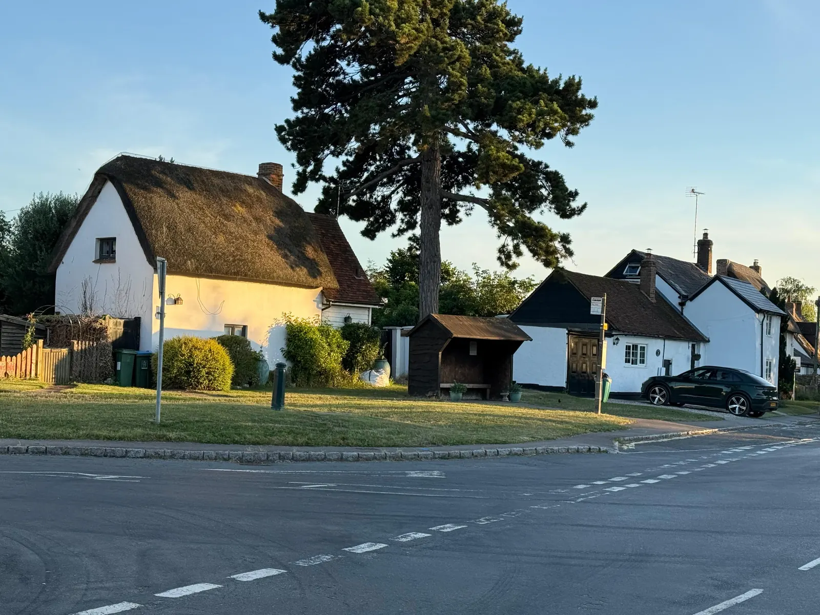 The village green in the last of the light